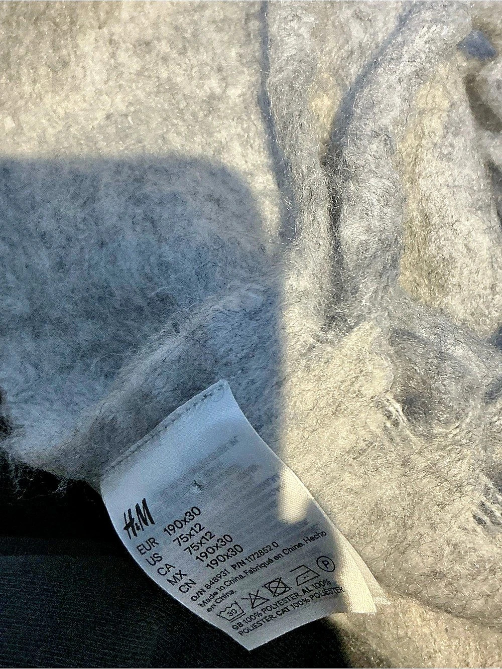Gray Fringe Scarf Like New